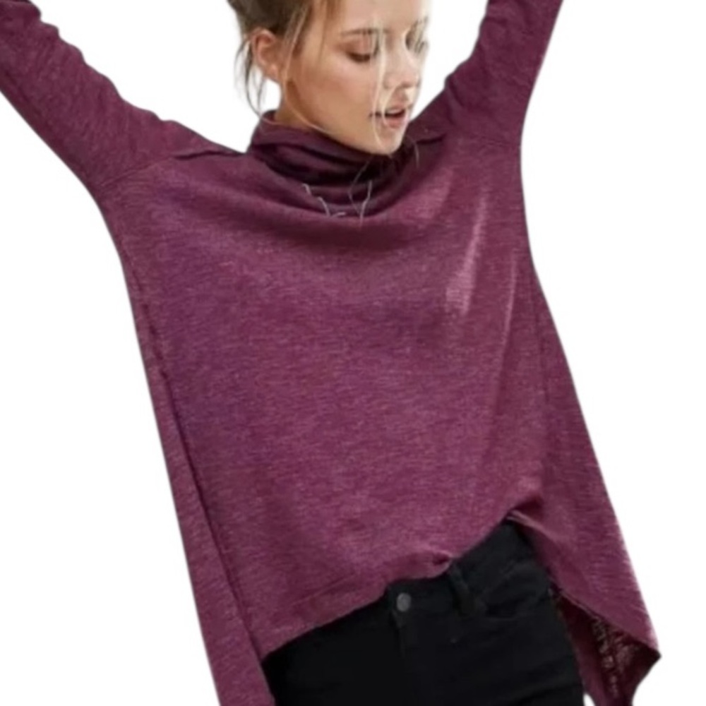 We The Free Plum Long Sleeve Draped Tunic Top